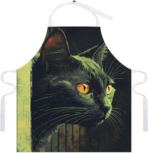 Vista 7 de MUSM Apron for Adults - 27.6 X 31.5 Inch, Heavy-Duty Polyester Aprons with Two Large Pockets, Waterproof Peeping on The Wall Kitchen Apron for