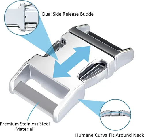 Vista 2 de Dog Collar Buckle, Fastener Stainless Steel Buckle for Small Medium Large Dogs Collar Steel Chrome Plated