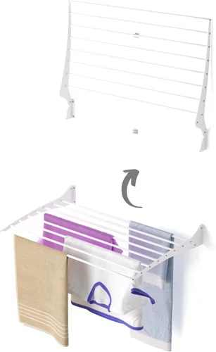 Vista 26 de foxydry Rejilla de secado plegable para montar en la pared, plegable que ahorra espacio, 24 pulgadas Negro - Cerrando