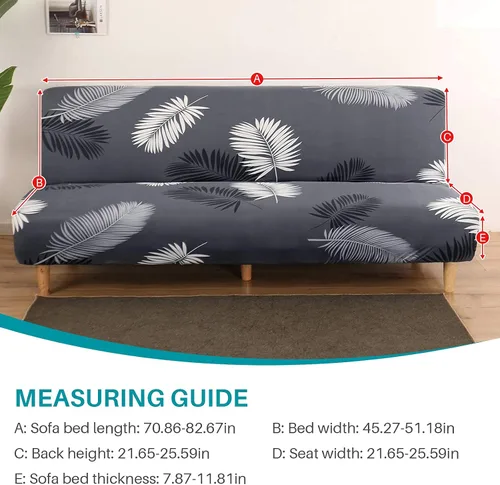 Vista 7 de OKYUK Funda de sofá cama sin brazos, funda elástica de felpa para futón, funda de sofá plegable completa sin reposabrazos, protector de muebles