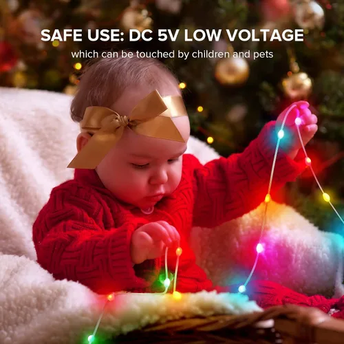 Vista 7 de SEZO Guirnalda de luces de Navidad de 16.4 pies, 50 LED, 12 V, WS2812B, IC, direccionable, persecución, impermeable, cambio de color, luces
