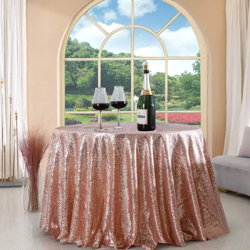 Vista 113 de Manteles redondos de lentejuelas negros para fiestas, de 121,9 cm, mantel redondo de purpurina ajustado, pequeño, lindo y dulce, para boda
