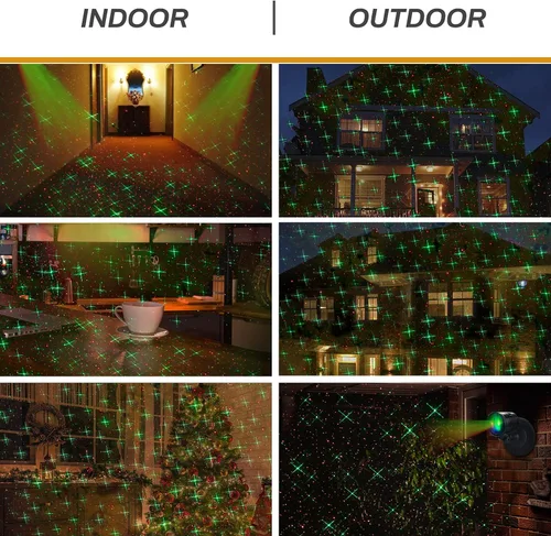 Vista 4 de Proyector de Luces de Navidad para Exteriores, Luces Láser LED de Navidad, Foco de Paisaje, Espectáculo de Estrellas Rojas y Verdes, Impermeable