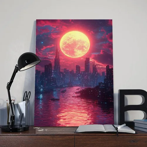 Vista 8 de XAHOR Vaporwave Wall Art – Retro Futuristic Neon Synthwave Print for Modern Home Decor Canvas Posters Wall Art Bedroom Office Room Decor Gift