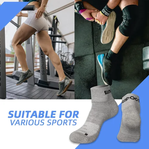 Vista 5 de SUNFOOT 3 Pair Men Ankle Socks Women Breathable Athletic Socks Compression Running Sock Cushioned No Show Sport Cotton Socks
