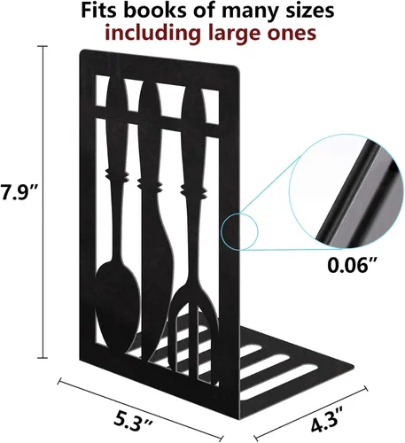 Vista 5 de Sujetalibros de metal, sujetalibros decorativos pesados para estantes, sujetalibros decorativos para el hogar para libros pesados, soporte negro