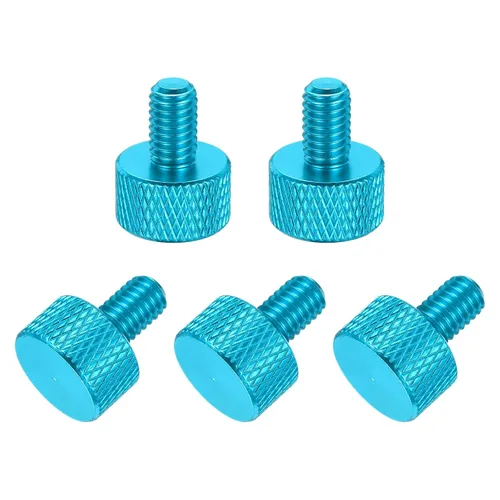 Vista 18 de MECCANIXITY 5 piezas M6x14mm Tornillos de pulgar estriado de cabeza plana, pernos de rosca completa de aleación de aluminio sólido para carcasas