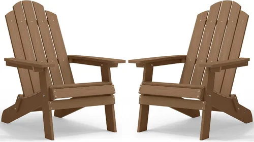 Vista 35 de MXIMU Silla Adirondack plegable para exteriores: sillas Adirondack fáciles de montar y cómodas, silla de plástico compuesto para todo tipo de clima