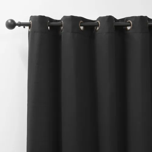 Vista 2 de Best Home Fashion Cortina térmica opaca con parte superior con ojales anchos Negro