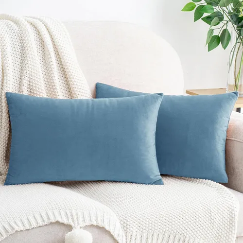 Vista 50 de HWY 50 fundas de almohada decorativas de terciopelo sólido para sofá, sala de estar., Terciopelo, gris, 20x20 pulgadas