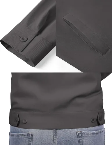 Vista 5 de COOFANDY Chaqueta ligera con cremallera para hombre Eisenhower para trabajo, oficina, casual, para golf