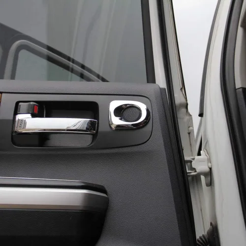 Vista 3 de Cubierta interior de acero para manija de puerta trasera para Toyota Tundra 2014 2015 2016 2017 2018 2019 2020 2021 Accesorios