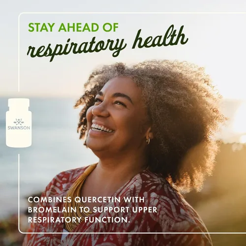 Vista 2 de Swanson La quercetina y la bromelina promueven la salud respiratoria, ayuda al sistema inmunitario estacional y los niveles de colesterol ya