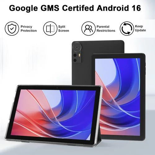 Vista 6 de Tableta de 10 pulgadas Android 15 Tablets con estuche 20GB (4+16) RAM+128GB ROM, 6000mah Batería 10 en Android Tableta, 2MP+8MP Cámara dual 10.1
