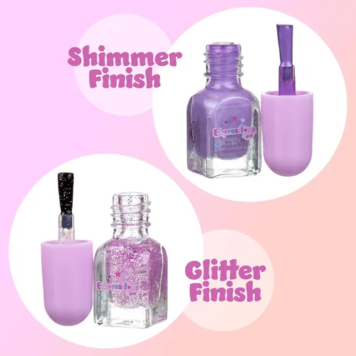 Vista 5 de Paquete económico de 24 esmaltes de uñas perfumados, tonos brillantes y brillantes, colores seguros Non-Toxic Water-Based Manicure & Pedicure Kit