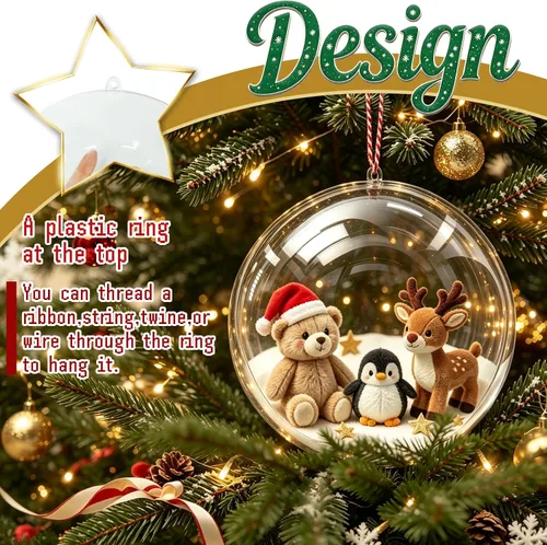 Vista 4 de 4 bolas de acrílico grandes de Navidad rellenables de 6.3 pulgadas