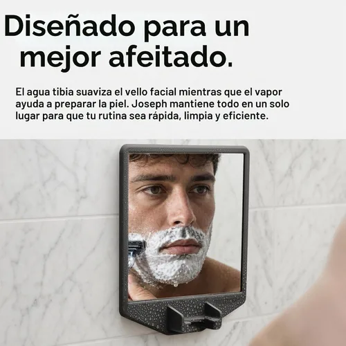 Vista 8 de TOOLETRIES The Joseph - Espejo de ducha para afeitado y soporte para Gris antracita