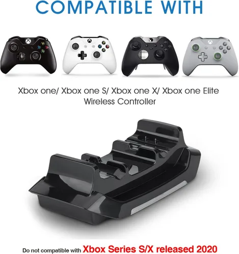 Vista 2 de Rii Xbox one Controller Charger with 2 Rechargeable Battery 800mAh Dual Charging Dock Station for Xbox OneOne SOne XElite Controller