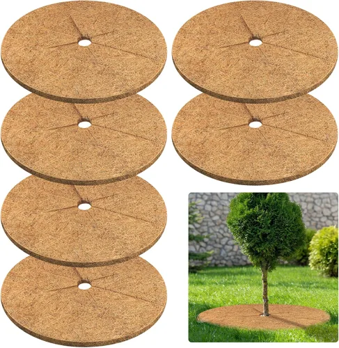 Vista 12 de Legigo 10 piezas Anillos de Mantillo de Fibra de Coco Alfombrilla Protectora de Plantas de Árbol, 6 Pulgadas Anillo de Protección de Árbol de Fibra