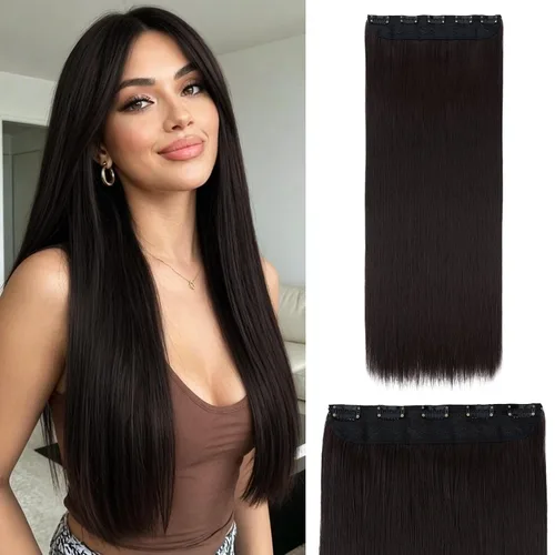 Vista 10 de S-noilite Extensiones de cabello de una pieza con clip, color rubio balayage de 18 pulgadas, en forma de U, extensiones de cabello de trama de una