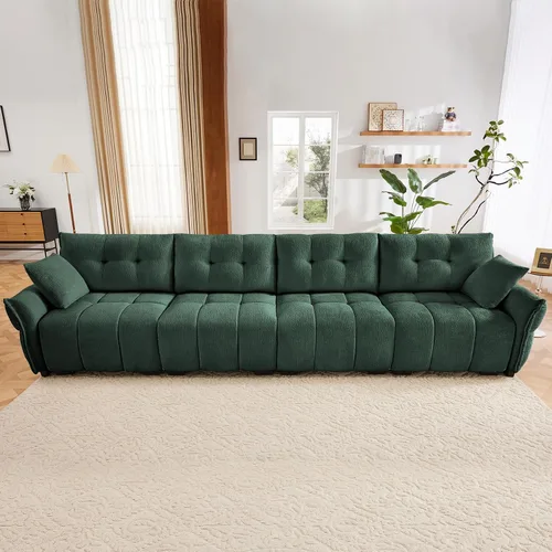 Vista 30 de Leyu&Hafort Sofá modular seccional, sofá modular Cloud con asiento profundo, moderno sofá modular con otomana móvil, sofá de felpilla con almohadas