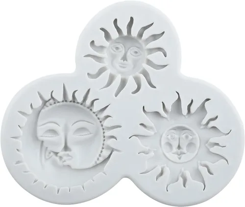 Vista 9 de Molde de silicona para fondant de cara de sol y luna, moldes de caramelo de chocolate para decoración de cupcakes de chocolate, decoración