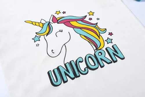 Vista 6 de Joyond Summer Pajamas for Girls Cotton Toddler Clothes Kids Short Sleeves Snug-Fit Sleepwear Unicorn Flamingo Pjs Set