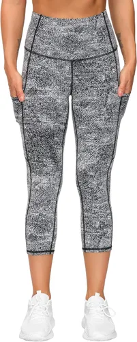 Vista 4 de The Gym People - Pantalones deportivos gruesos de tiro alto, con bolsillos y control de abdomen, leggings para entrenar, correr, hacer yoga