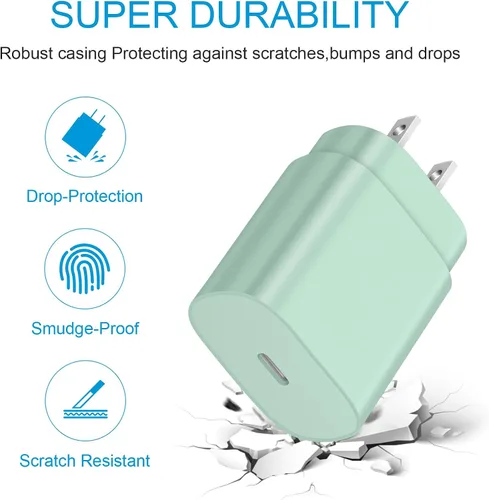 Vista 2 de Cargador tipo C de carga rápida - Bloque de carga USB C de 25 W, carga de pared para teléfono Android con cable tipo C a C de 6 pies para Galaxy S25