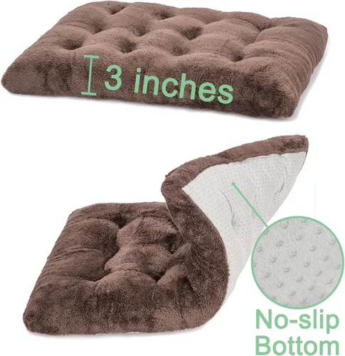 Vista 4 de POMIU Paquete de 2 camas lavables para perros, camas de felpa de lujo con antideslizante, lavable a máquina, tapete para dormir para perros grandes