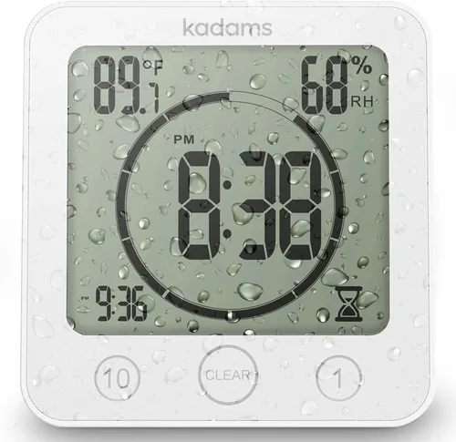 Vista 13 de KADAMS - Temporizador digital con alarma, impermeable para pulverización de agua para baño, regadera, cocina, temporizador táctil, visualización