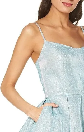 Vista 2 de Vestidos de fiesta de graduación con tirantes delgados para mujer, vestidos de fiesta cortos con purpurina HC13, champán, 6, Champán