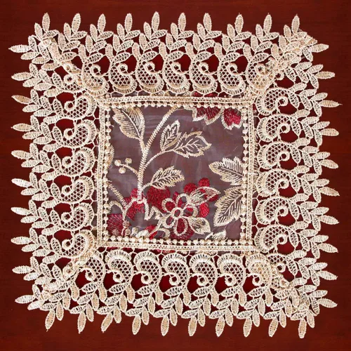 Vista 6 de Camino de mesa de adorno vintage, beige, Burgundy