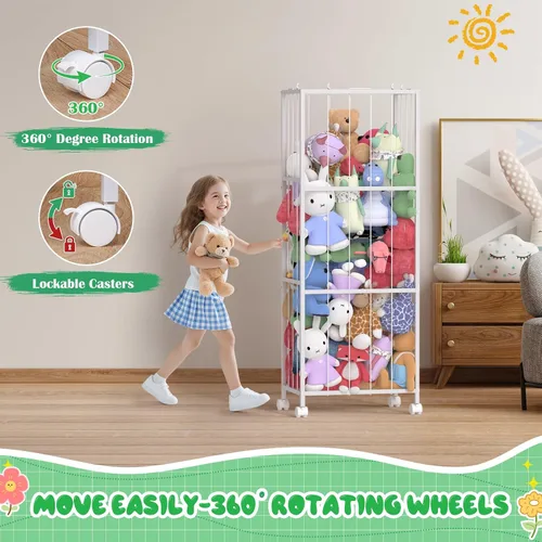 Vista 2 de OUTWOLF Almacenamiento de animales de peluche, soporte grande de zoológico de peluche, organizador de almacenamiento de juguetes de peluche de metal