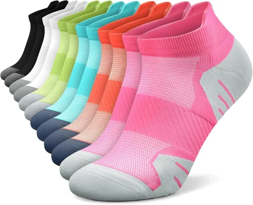 Vista 11 de PAPLUS Ankle Compression Socks for Women Running Socks With Arch Support negro (6 pares)