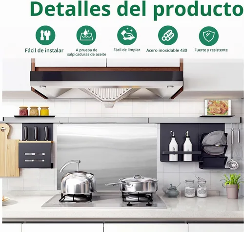Vista 4 de Panel de protección contra salpicaduras de acero inoxidable de 36 x 24 pulgadas para pared de cocina, resistente al calor y a las manchas, fácil