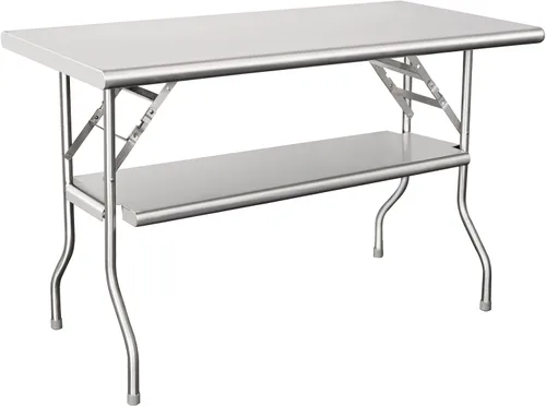 Vista 9 de HARDURA Mesa de preparación plegable de acero inoxidable de 30 x 48