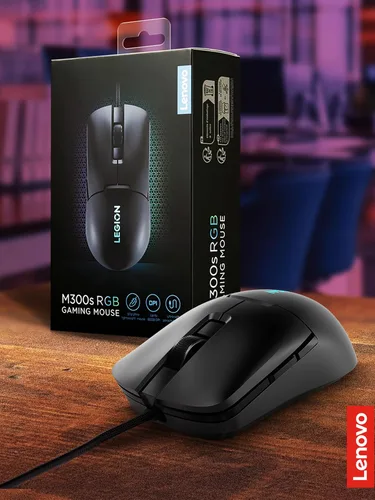 Vista 2 de Lenovo Legion M300s RGB - Mouse para juegos con cable – Sensor ajustable de 8,000 DPI, 6 botones programables y durabilidad de 20 millones de clics