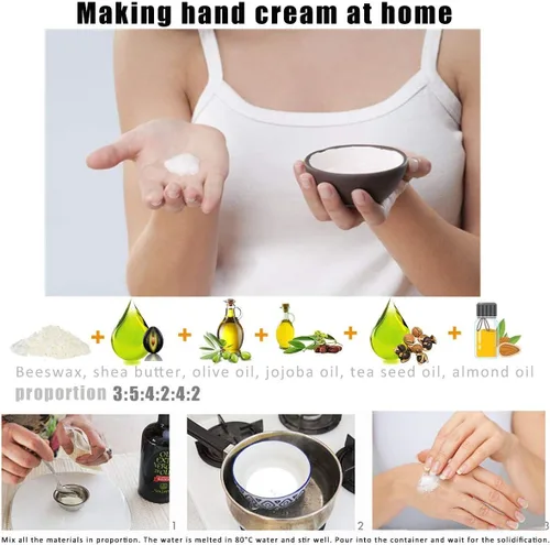 Vista 6 de Bolitas de cera de abeja blanca Howemon 2LB 100% Puras y Naturales Triple Filtro para Cuidado de la Piel, Cara, Cuerpo y Cabello Suministros