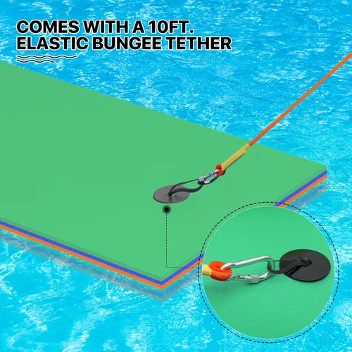 Vista 6 de MADOG - Tapete de agua flotante para exteriores de 6 x 2 pies para adultos, playa, lago, océano, piscina, tamaño grande, 3 capas, resistente a