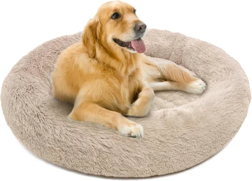 Vista 24 de Friends Forever Cama para perro en forma de dona, de piel sintética, mullida, relajante, para perros pequeños, suave y afelpada, antiansiedad, sofá