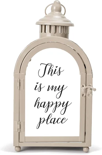 Vista 2 de Elanze Designs This is My Happy Place - Farol de metal gris para velas (11 pulgadas)
