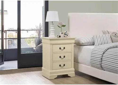 Vista 2 de Glory Furniture Louis Phillipe Mesita de noche con 3 cajones en color beige