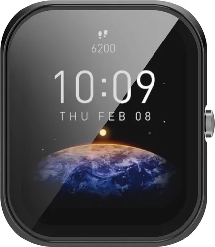 Vista 6 de Paquete de 2 protectores de pantalla compatibles con Amazfit Bip 3/Bip 3 Pro, carcasa protectora de policarbonato duro antiarañazos, bisel a prueba