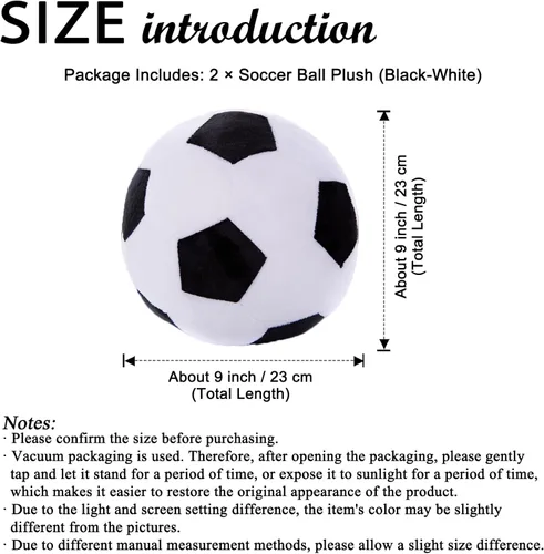 Vista 2 de zhidiloveyou 2 piezas de 9 pulgadas de felpa de fútbol de peluche de fútbol almohada de juguete de fútbol regalo de fútbol para niños, negro-blanco