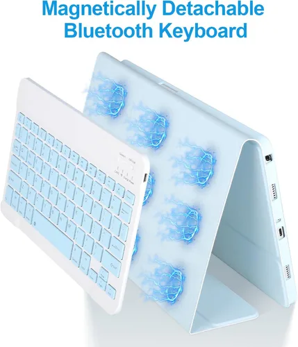 Vista 4 de Funda de teclado para Samsung Galaxy Tab A9+/Plus de 11 pulgadas 2023 (SM-X210/X216/X218), funda con teclado para Samsung Tab A9+ con soporte para S