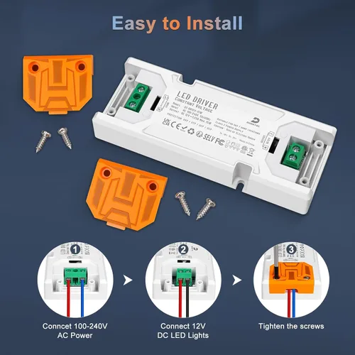 Vista 3 de Transformador de controlador DUSKTEC 15W 12V LED, transformador delgado 120V CA a 12V DC Adaptador de fuente de alimentación LED de bajo voltaje