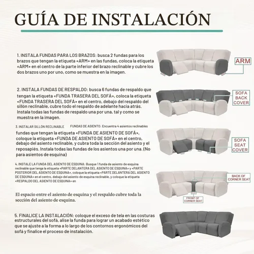 Vista 8 de Fundas para sofá modular reclinable, impermeable, en forma de L, lavable, para sofá reclinable en forma de L, súper elásticas, suaves, para esquinas