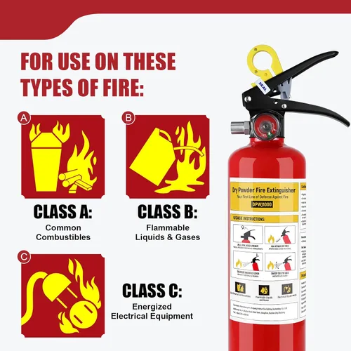 Vista 3 de 1 paquete de extintores de incendios ABC Dry Chemical 1-A:10-B:C de 2.5 lb Comes With Mount Bracket, Quick Release Pull Handle,UL Listed, For Home