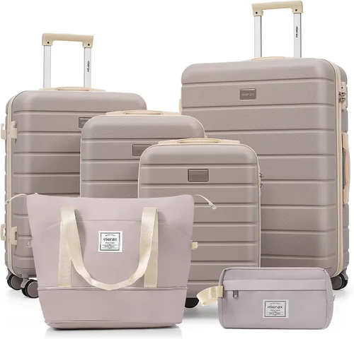 Vista 50 de Merax 3 piezas expandible ABS Hardshell equipaje Sets Spinner Wheel Maleta TSA Lock Suit Case, Apertura frontal negra, Juego de 2 piezas, Maleta